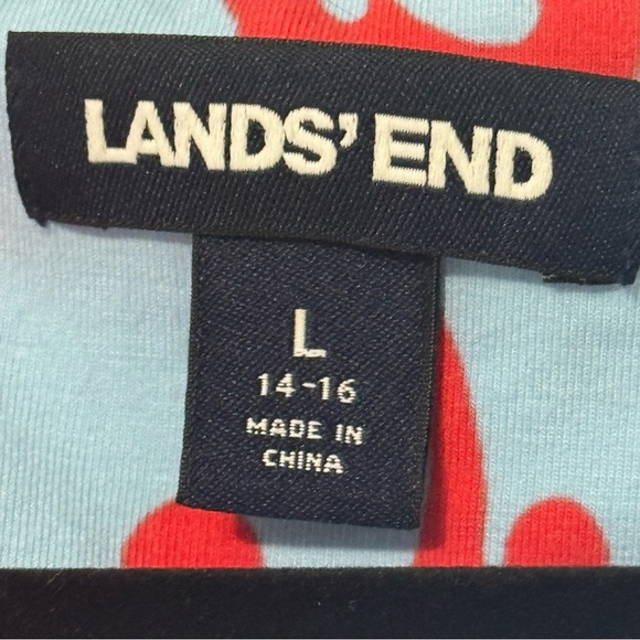 Lands' End Red and Blue Floral Midi Dress small flaw - Picture 2 of 7